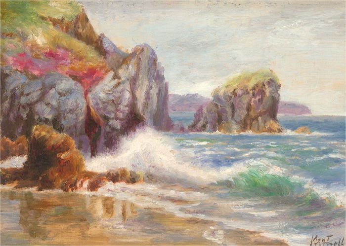 Kent Cottrell - Signed Early 20th Century Oil, Coastal Cliffs