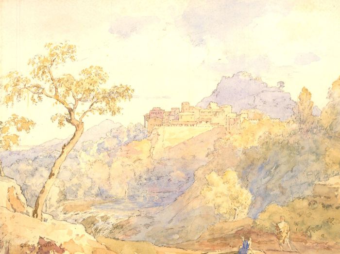 In the Manner of. Gaspard Poussin -19th Century Watercolour, Classical Landscape