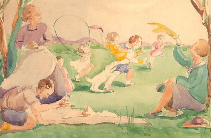 Christina D. Sheridan - Early 20th Century Watercolour, The Picnic