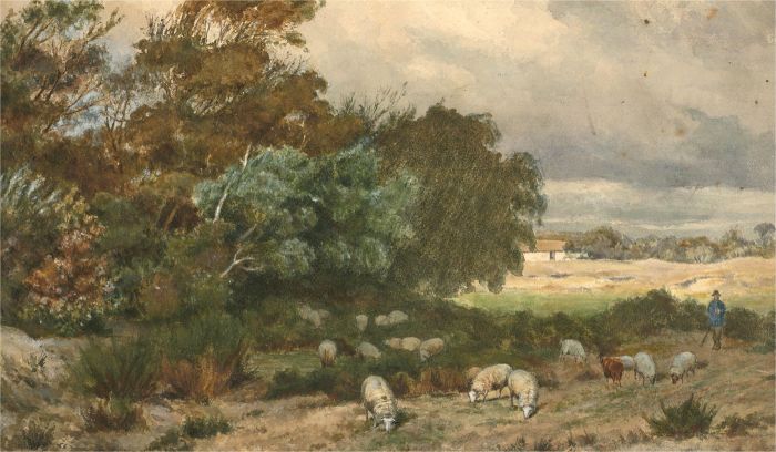 After Hendrik van de Sande Bakhuyzen - 1878 Watercolour, Sheep Grazing