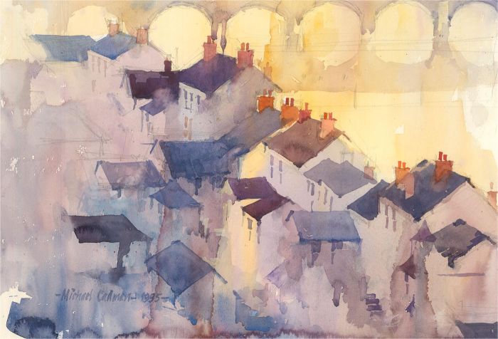 Michael Cadman RI ARCA (1920-2012) - Signed and dated 1995 Watercolour, Rooftops