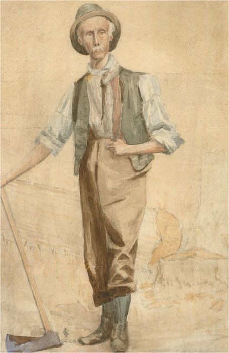 Sidney Yates Johnson - 1908 Watercolour, The Workman