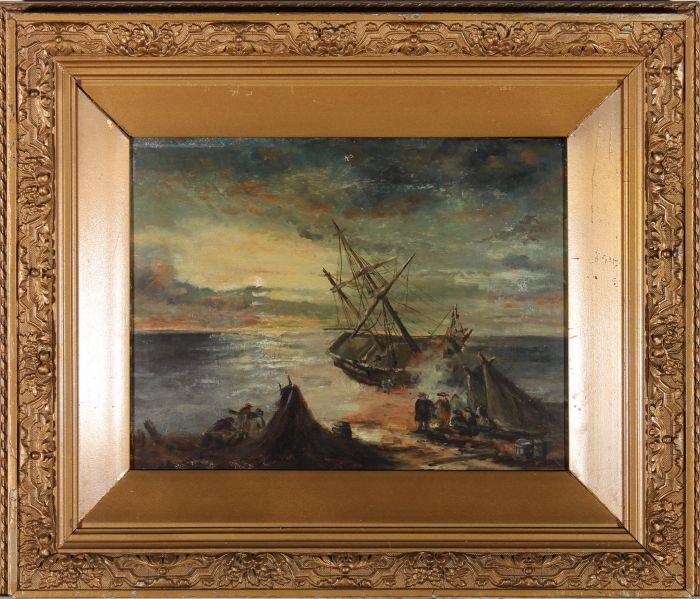 Framed Early 19th Century Oil - Rough Voyage