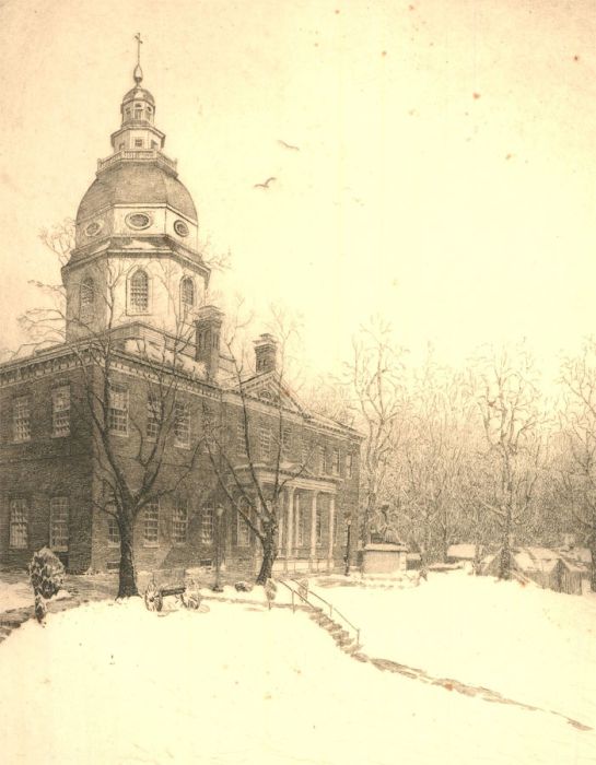 Don Swann (1889-1954) - Signed Early 20th Century Etching, Maryland State House