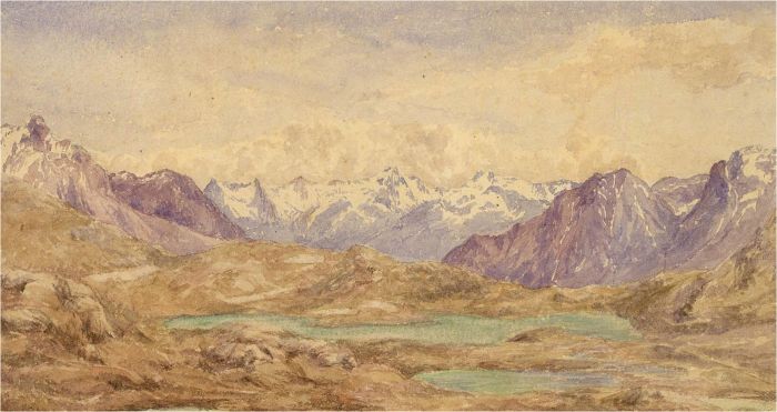 Anne, Elizabeth and Annie Salter - Late 19th Century Watercolour, Bernina Pass