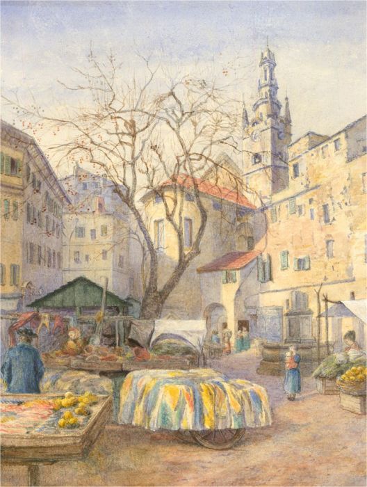 Anne, Elizabeth and Annie Salter - Late 19th Century Watercolour, Market Square