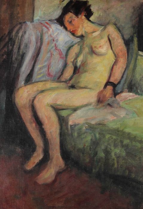 A. E. C. - c.1930 Oil, Sleeping Nude