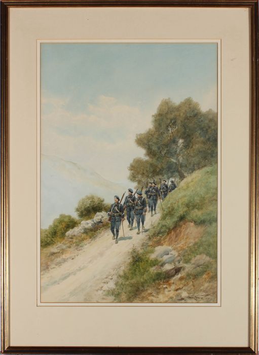 Pierre Comba (1859-1934) - Early 20th Century Watercolour, Chasseurs Alpin