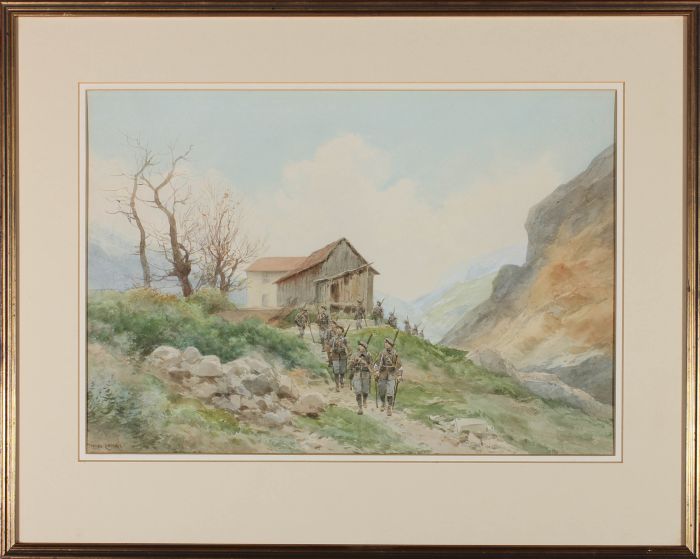 Pierre Comba (1859-1934)  - Early 20th Century Watercolour, Chasseurs Alpin II