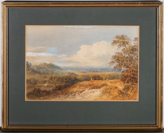 J. K. Scott - Framed 1858 Watercolour, Counting Sheep