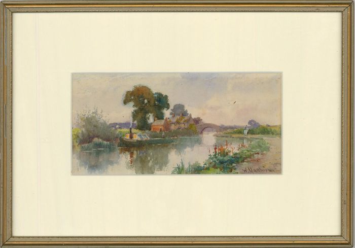 William Matthison (1853-1926) - Framed Watercolour, Along the Canal Way