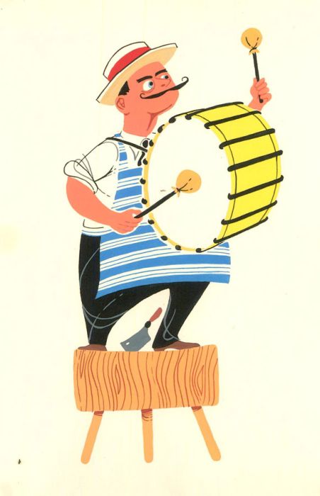 Ray Evans  - 1956 Gouache, The Butcher's Drum