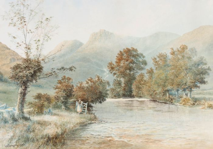 George Gregory (1849-1938) - 1893 Watercolour, Resting by the River