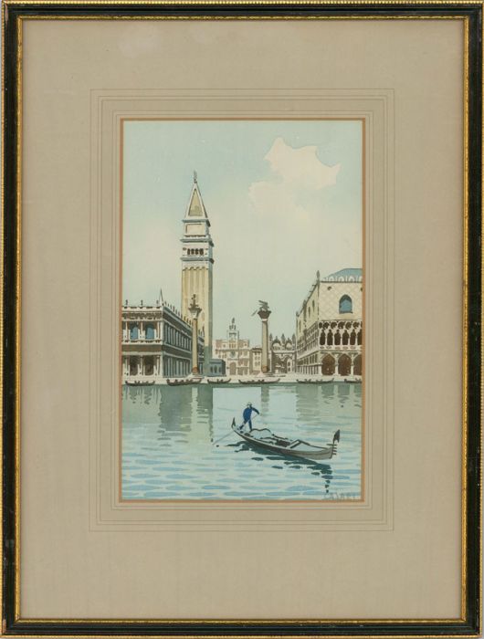 Casari  - 20th Century Watercolour, View of Doge's Palace, Venice