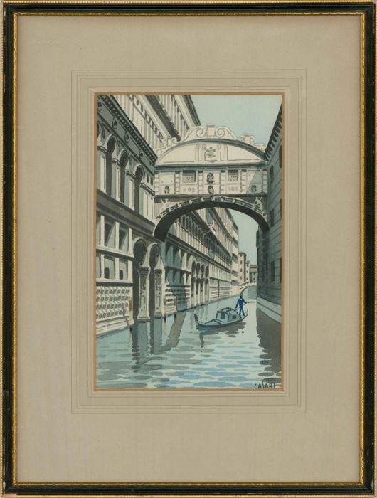 Casari - 20th Century Watercolour, Bridge of Sighs, Venice