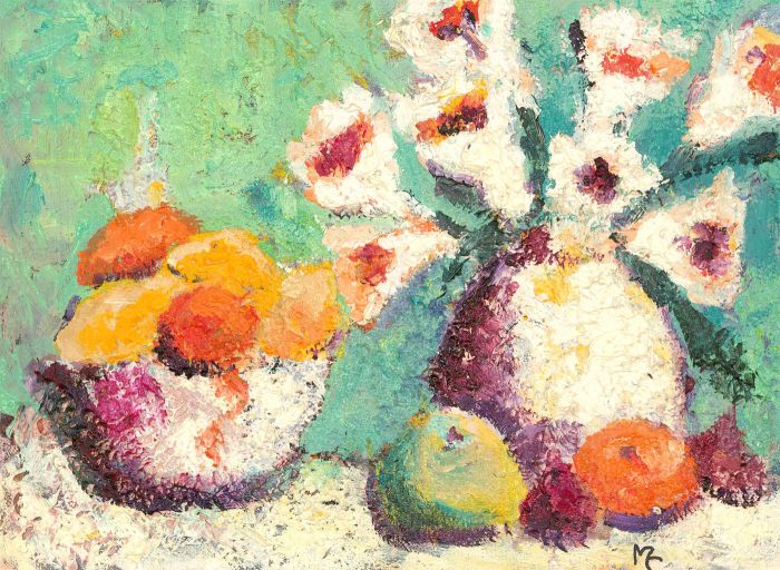 Maggy Clarysse (1931-2011) - 20th Century Oil, Still Life, Fruit & Flowers