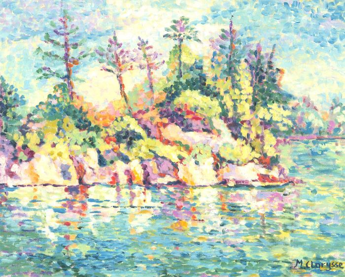Maggy Clarysse (1931-2011) - 20th Century Oil, Pointillist River View