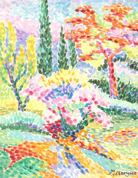 Maggy Clarysse (1931-2011) - 20th Century Oil, Pointillist Garden