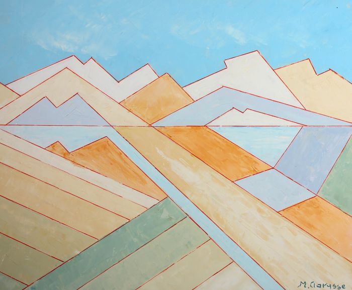 Maggy Clarysse (1931-2011) - Contemporary Oil, Cubist Mountain View