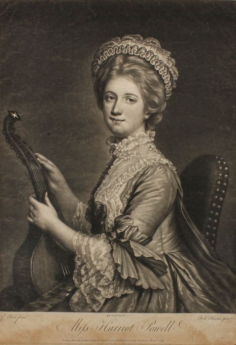 Richard Houston After C. Read- Framed Mezzotint, Portrait of Miss Harriot Powell