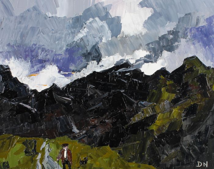 Daniel Nichols after Kyffin Williams - 2022 Oil, Walk Through The Hills