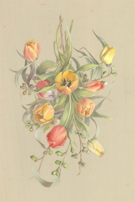Helen Haynes - Mid 20th Century Watercolour, Bouquet of Tulips