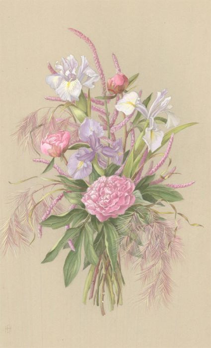 Helen Haynes - Mid 20th Century Watercolour, Pink & Purple Flowers