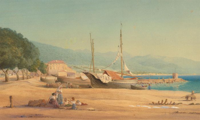 Late 19th Century Watercolour - Afternoon at the Beach