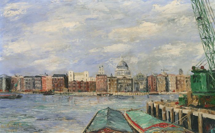 L. Smith - 1968 Oil, A View Across The River Thames