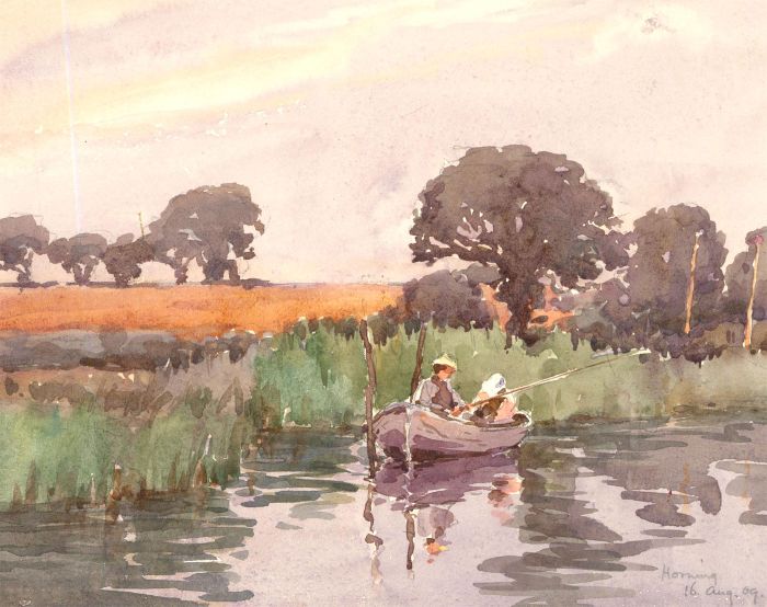 2009 Watercolour - Fishing at Horning, Norfolk