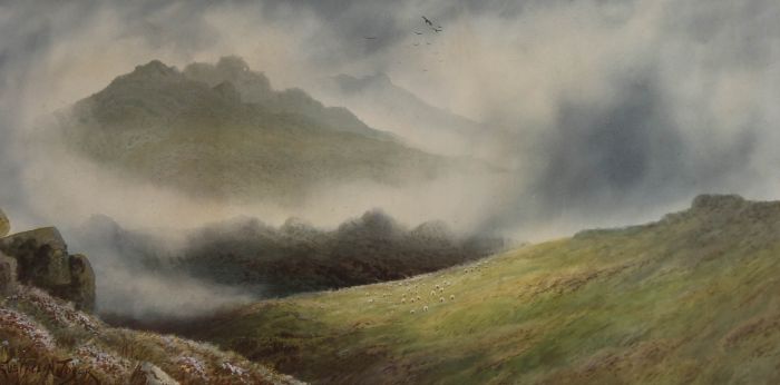 Eustace Arthur Tozer (1869-1931) - Watercolour, The Misty Heights of Devon