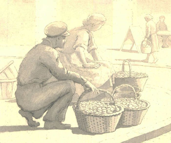 Rachel Ann Le Bas (1923-2020) - 20th Century Etching, St. Malo Fisher Folk