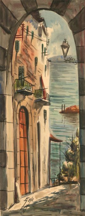 Goyo - Signed Mid 20th Century Watercolour, Quiet Street