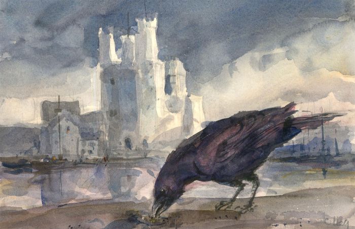 Ronald Olley (b.1923) - Pair of Mid 20th Century Watercolours, Ravens