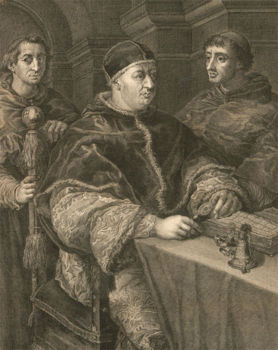 Giovanni Picchianti after Raphael - 18thC Engraving, Pope Leo X With Cardinals