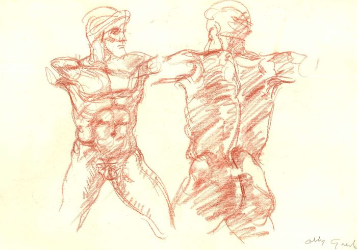 Ronald Olley (b.1923) - Trio of 20thC Charcoal Drawings, Male Figure Studies