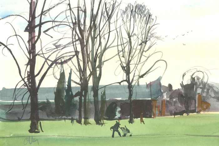 Ronald Olley (b.1923) - 20th Century Watercolour, Winter in the Park