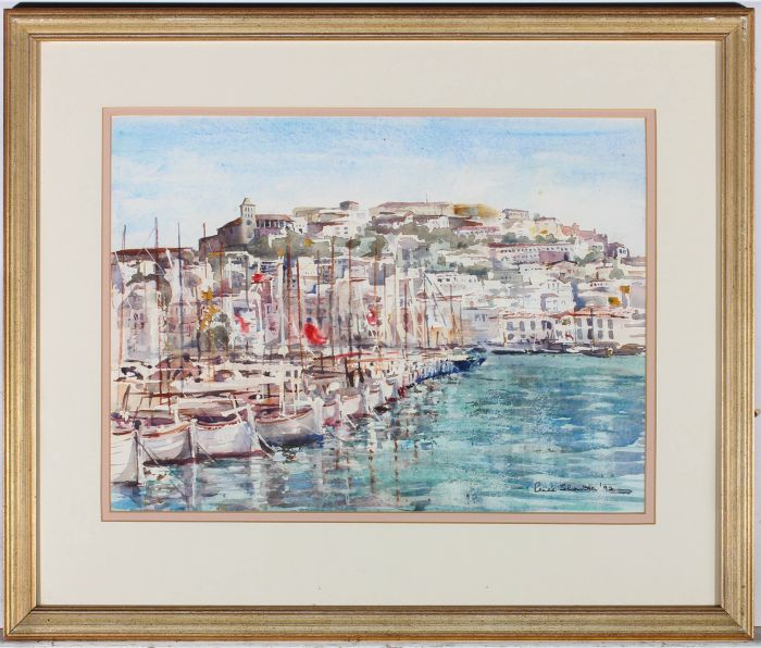 Renee Thornton - Framed 1997 Watercolour, Ibiza Marina