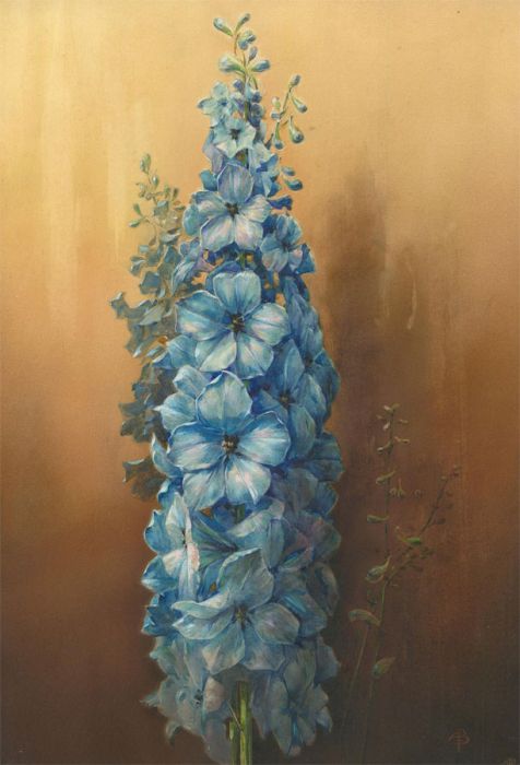 A.E.B - Monogrammed Mid 20th Century Watercolour, A Blue Delphinium
