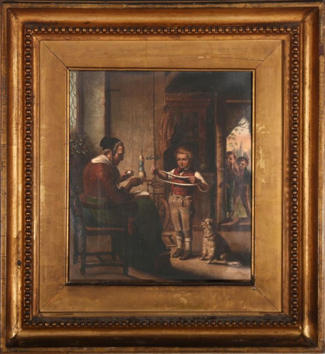 Mid 19th Century Oil - A Begrudging Helping Hand
