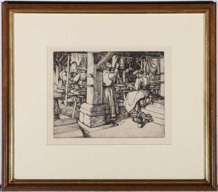 Denise L. Brown - Framed Mid 20th Century Etching, The Clothes Shop