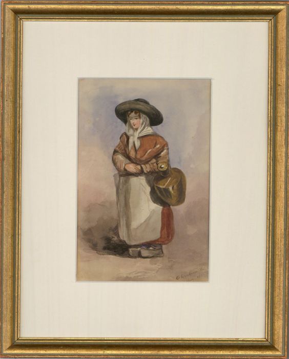 C. Verulam Del  - Framed 1933 Watercolour, Dutch Women