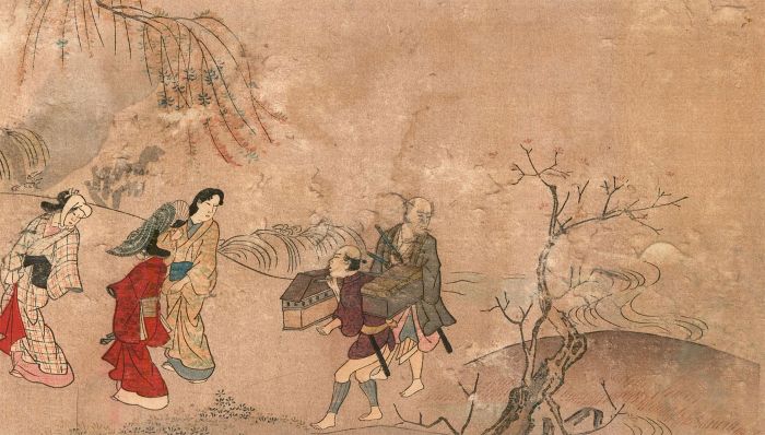 Early 19th Century Japanese Woodblock - The Cricket Seller