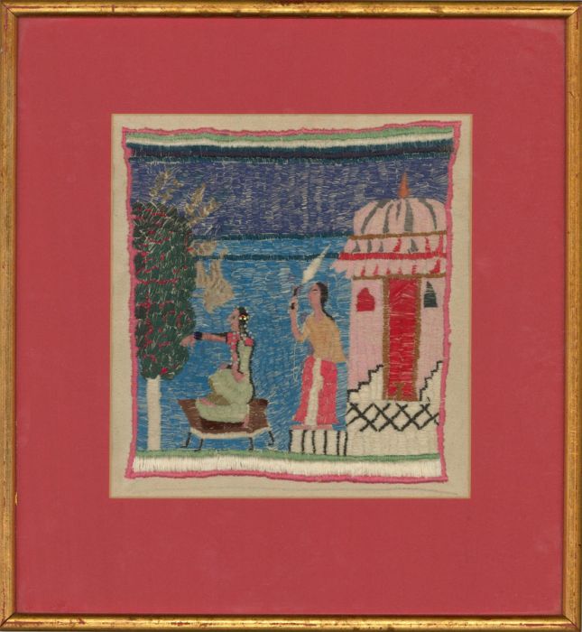 Natalia Bowden - Framed 20th Century Embroidery, The Pink Temple