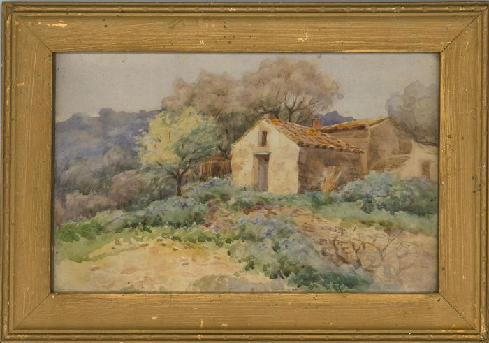 Framed Early 20th Century Watercolour - Farm Dwelling in a Landscape