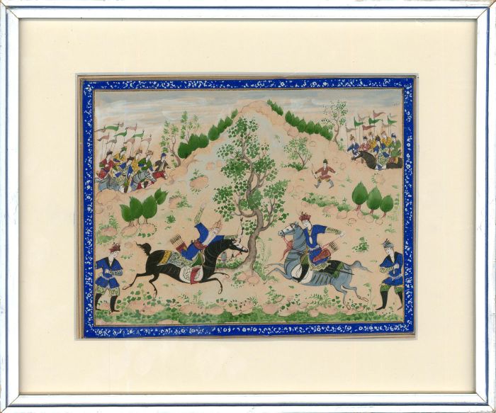 Framed Early 20th Century Gouache - The King's Battle