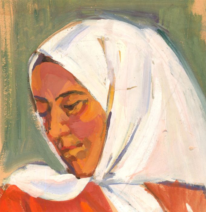 Evdokiya Grigorevna Usikova (1913-1996) - Mid 20th Century Oil, Ukrainian Woman