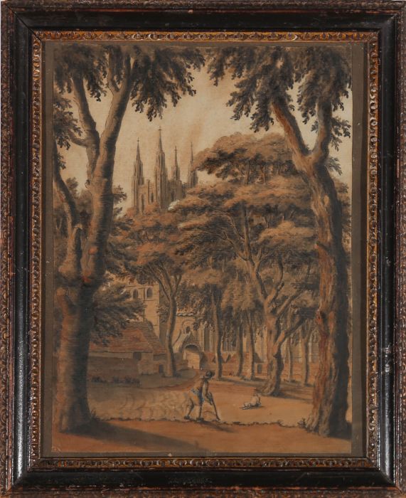 Early 19th Century Watercolour - The Grounds Of Canterbury Cathedral