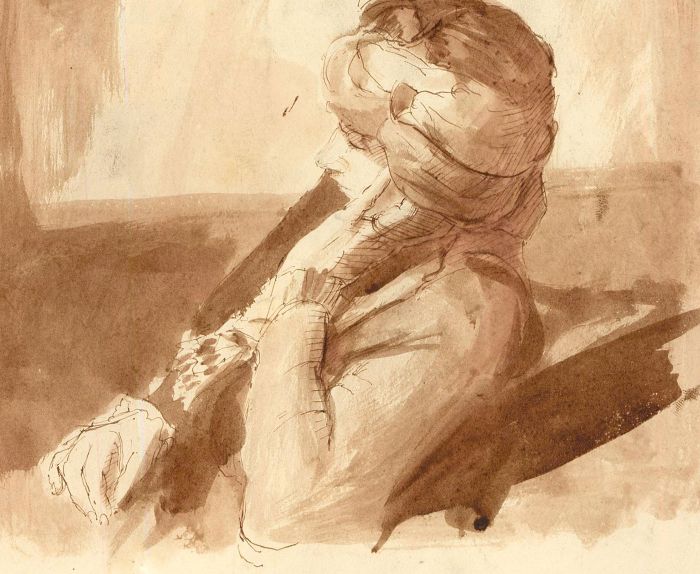 c.1920 Watercolour - A Sunday Afternoon Nap