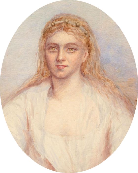 Monogrammed Early 20th Century Watercolour - Portrait of a Young Girl